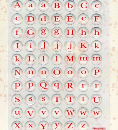Crystal Stickers - Alphabet Circles - Red (FX 370)